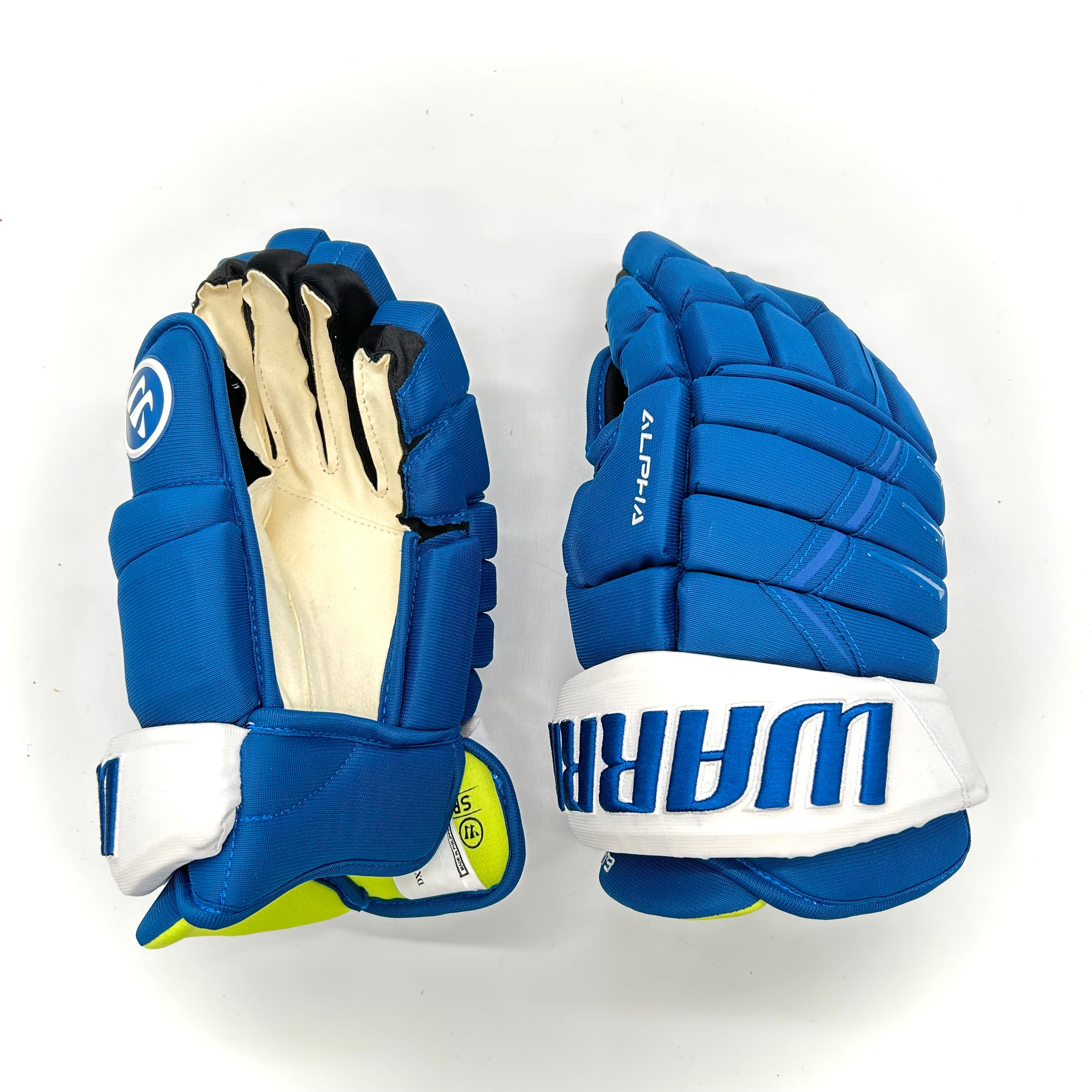 Warrior Alpha DX - Gant NHL Pro Stock - Erik Johnson (Bleu/Blanc)